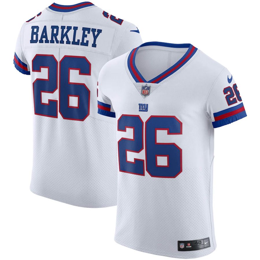 Men New York Giants 26 Saquon Barkley Nike White Vapor Elite Player NFL Jersey